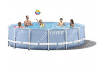 26724 Каркасный бассейн круглый INTEX Prism Frame Pool 457х107+фильтр-насос картр. 3785 л/ч